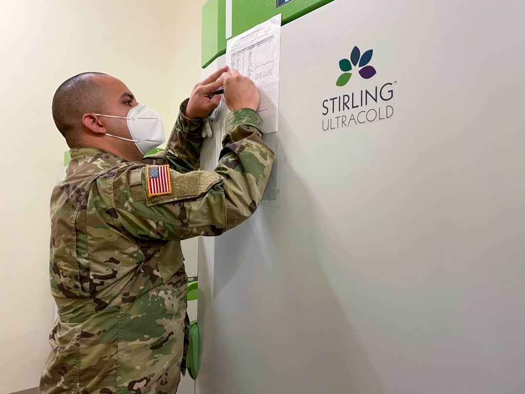 National Guard with freezer